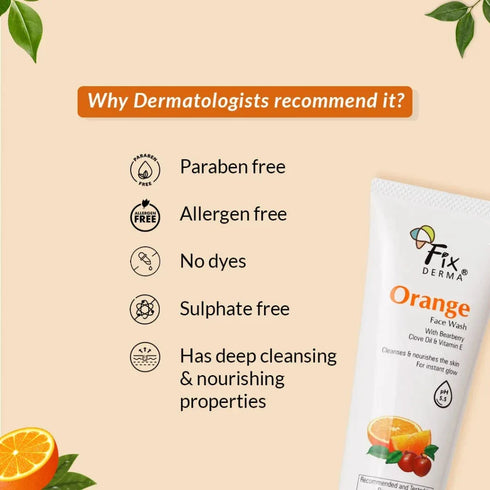 Fixderma Skincare Orange Face Wash For Oily And Glowing Skin For Women And Men